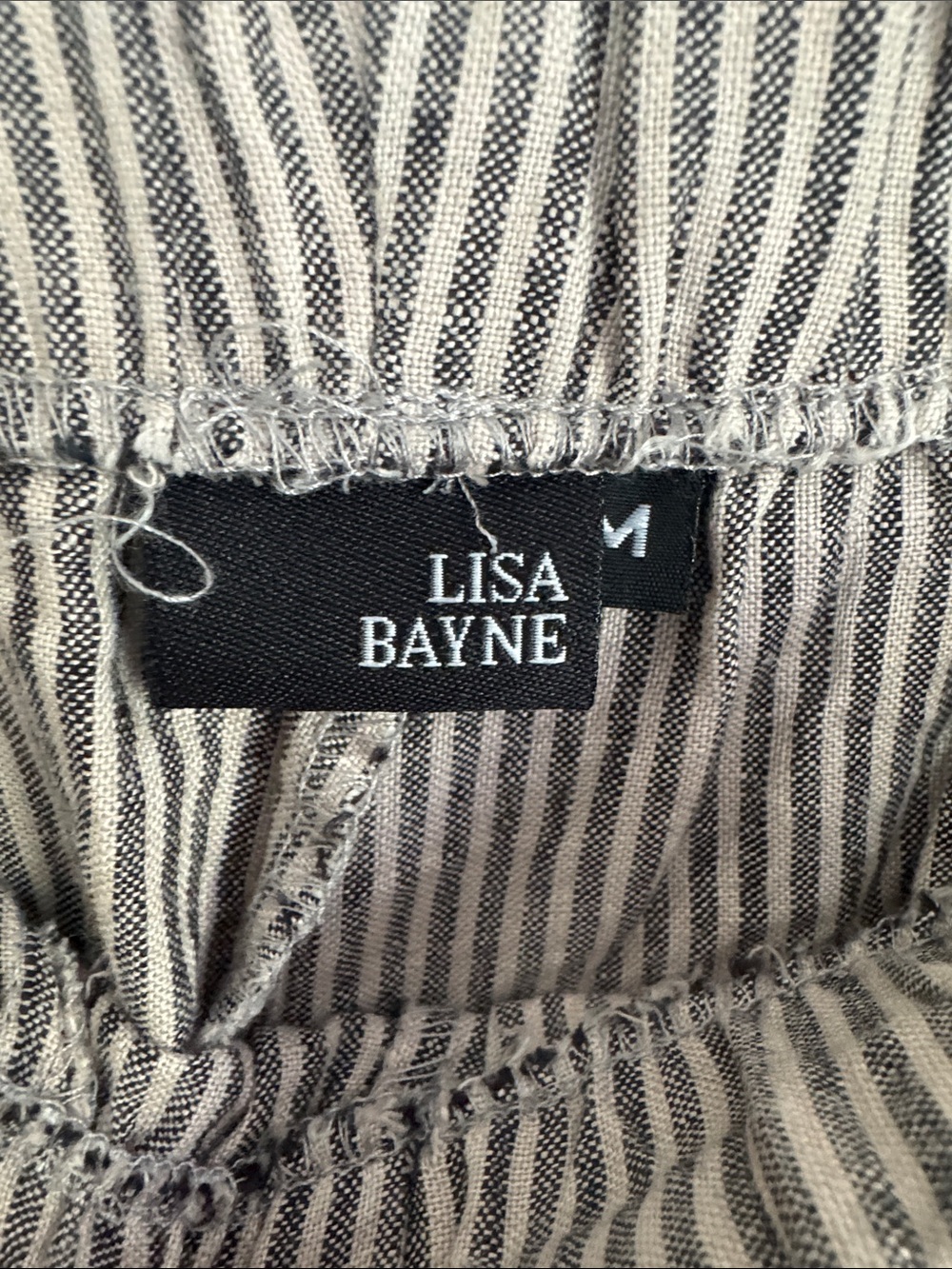 Women's Pinstripe Elastic-Waist Cargo Pants - Gray - Picture 2 of 4